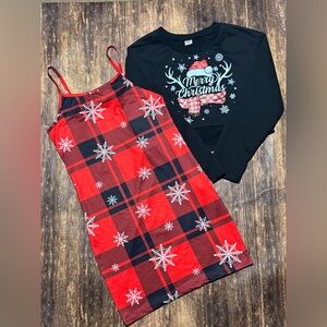 SHEIN size 10 Christmas Snowflake Dress with Slip Over Sweater